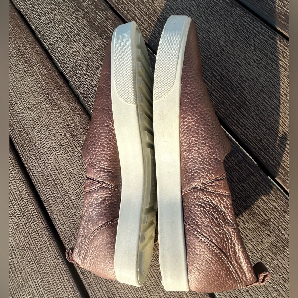 Ecco Women's Gillian Deep Taupe/Bronze Pebbled Leather Slip-On Flats    Size 11 - Picture 11 of 12